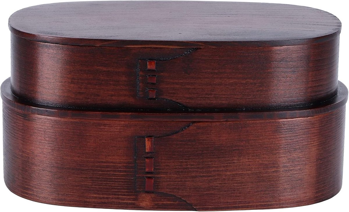 SnelShoppen - Lunch Box Draagbare Japanse Bento Box Stijl Houten Voedselcontainer Lekvrije Lunchcontainer met Sub-Grid en Straps voor Keuken en Dining