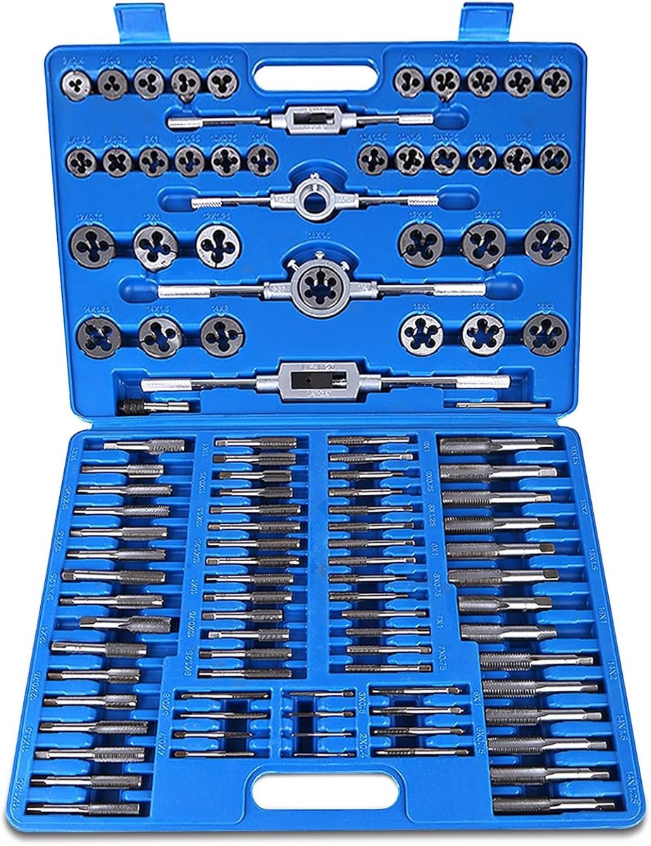 Set of 110 Thread Cutters, Metric High Quality Thread Drill Bit Cutting Tool Bypass Wrench with Wrench M2-M18 - ShopVlot
