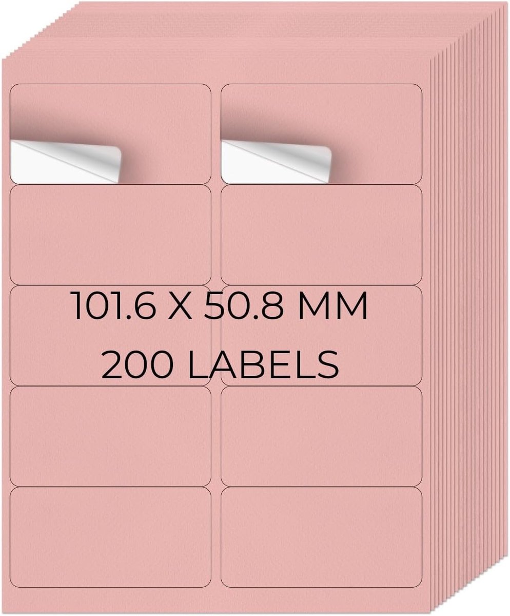Zelfklevende Adreslabels - 10 Per Vel, Verwijderbare Stickers voor Verzending, Geschikt voor Inkjet en Laserprinters, 20 Vellen, 50.8 x 101.6 mm