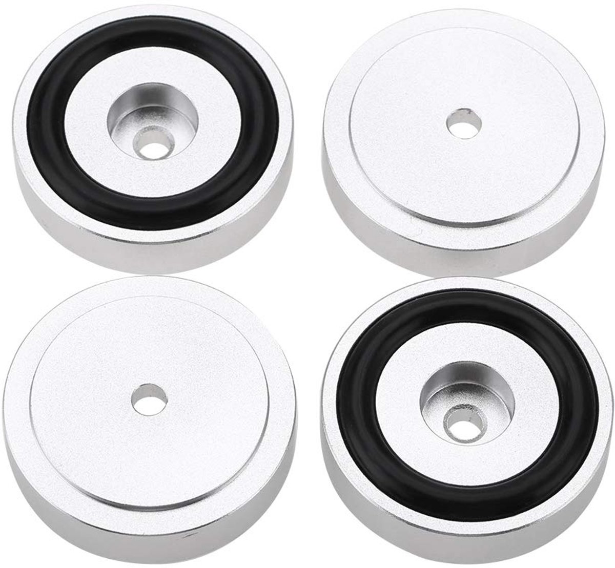 SnelShoppen - 4 Stuks Versterker Voeten, 40 * 10mm Universele Aluminium Buffers voor Speakers, Antischok Basis Isolatoren in Zilver