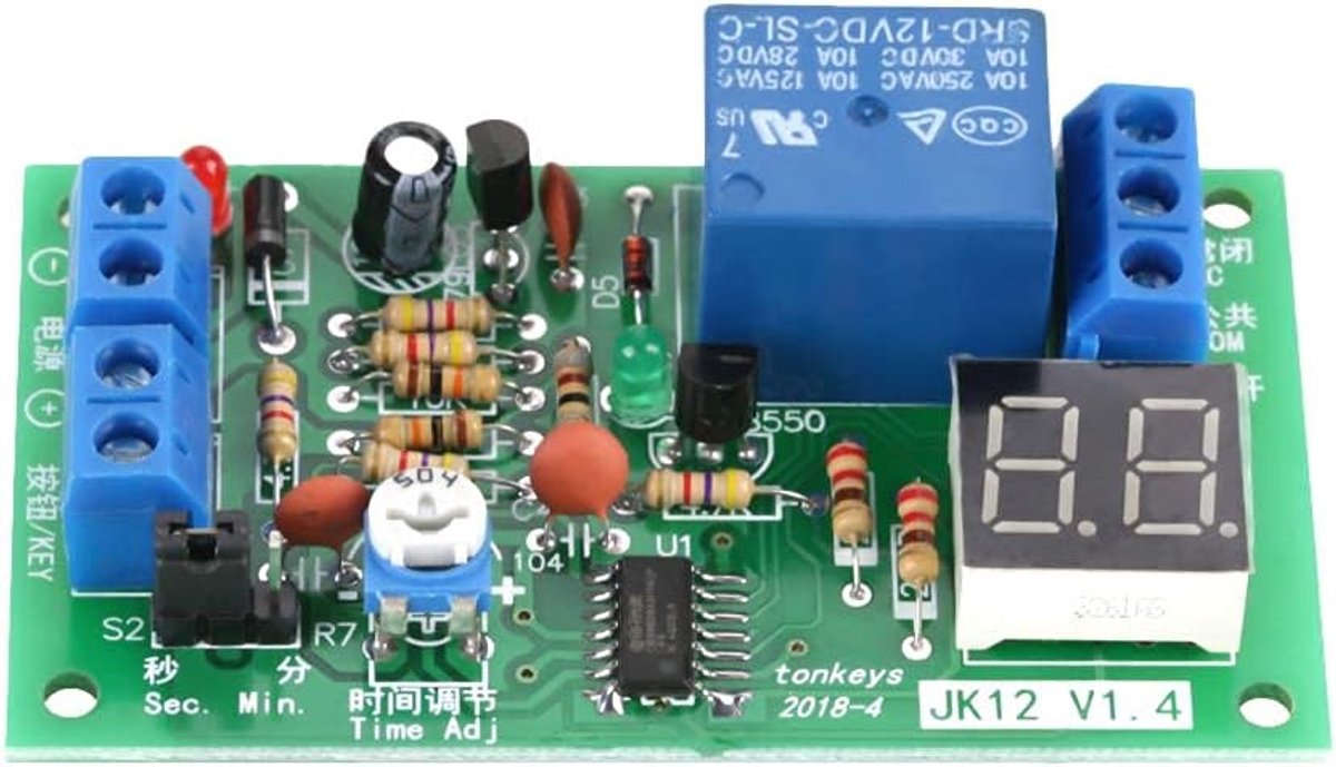 SnelShoppen - Timer 12V, tijdschakelaar, relaismodule, 1-99s/1-99min, instelbare vertraging, LED-display voor tuin, keuken, feest en meer