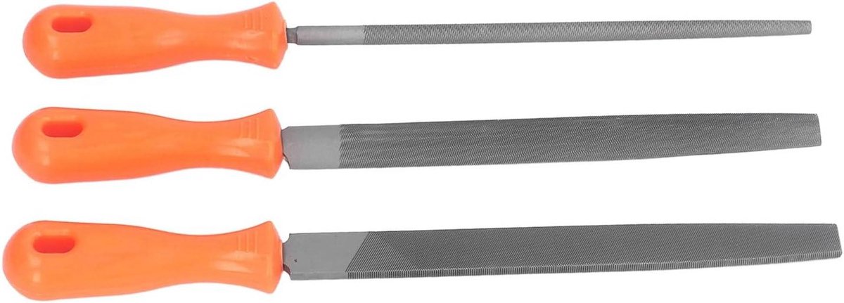 Metaalvijlenset 3-delig - Houtvijlen Set - Houtbewerking Ontbramen - Gelegeerd Staal - 38 x 3 cm - Grijs