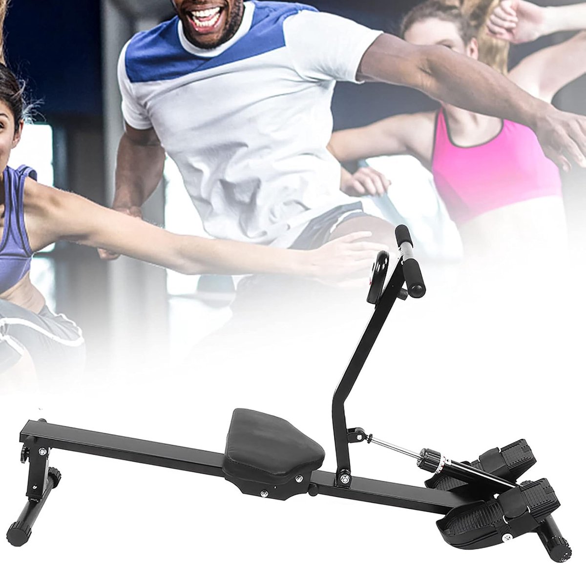 SnelShoppen - Roeimachine met Digitale Magnetische Remsysteem - Opvouwbaar Fitnessapparaat met Verstelbare Weerstand en Pedal Strap, Tot 120 kg, 123 x