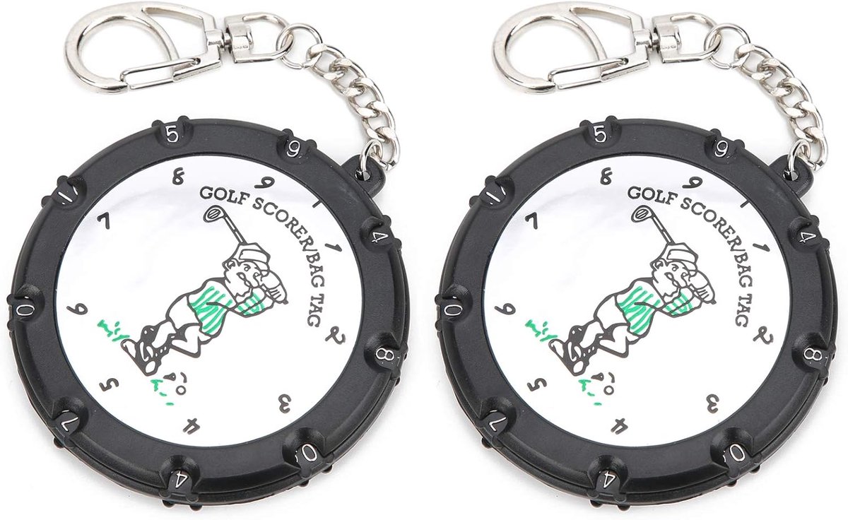 SnelShoppen - 2 Stuks Golf Score Counters Draagbare Stroke Counter Dubbelzijdig 18 Holes Golf Scorer Golf Accessoire met Sleutelhanger