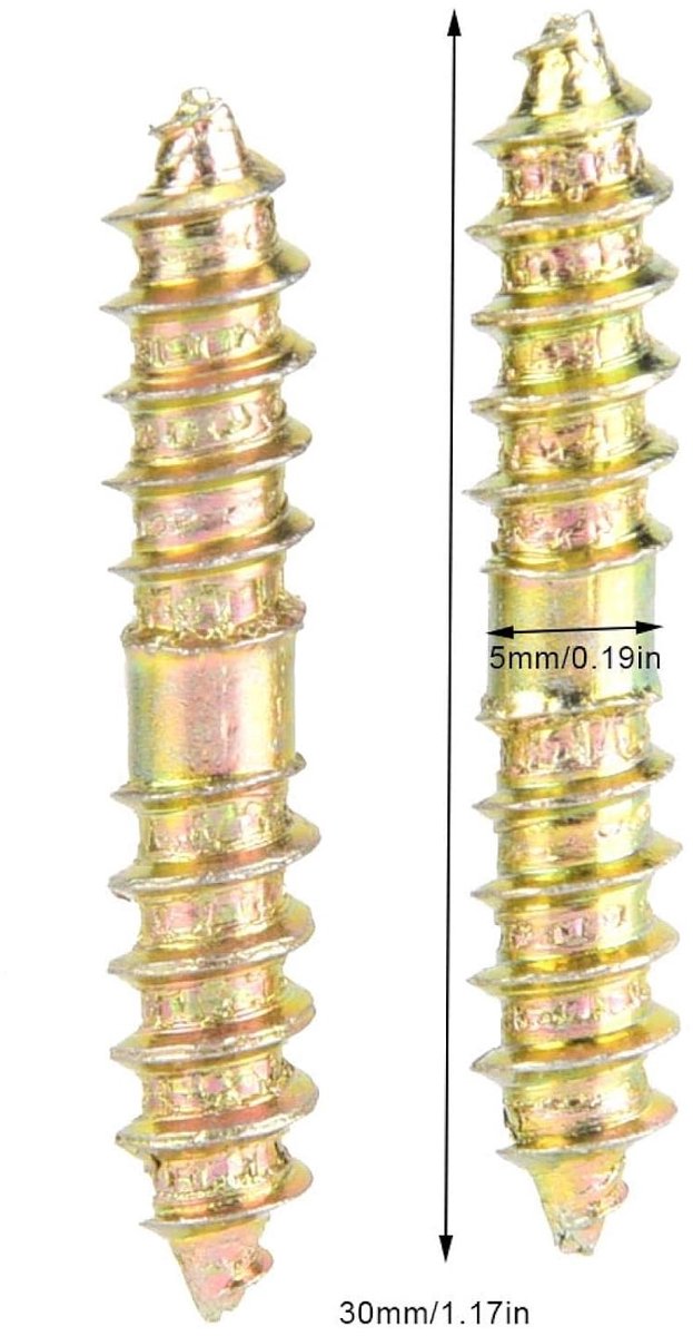 SnelShoppen - 20 Stuks Dowel Schroeven 5x30mm Zelftappende Schroef Houtverbinding Meubelverbinder Dubbelzijdige Schroef van Hoogwaardige IJzer