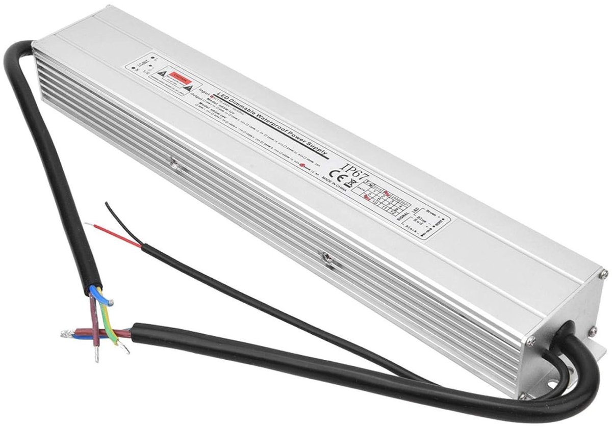 SnelShoppen - Dimbare Voeding 24V 300W Waterdichte Power Supply Adapter voor LED Verlichting, Lichtstrips, 12,5A Constant Voltage Transformer