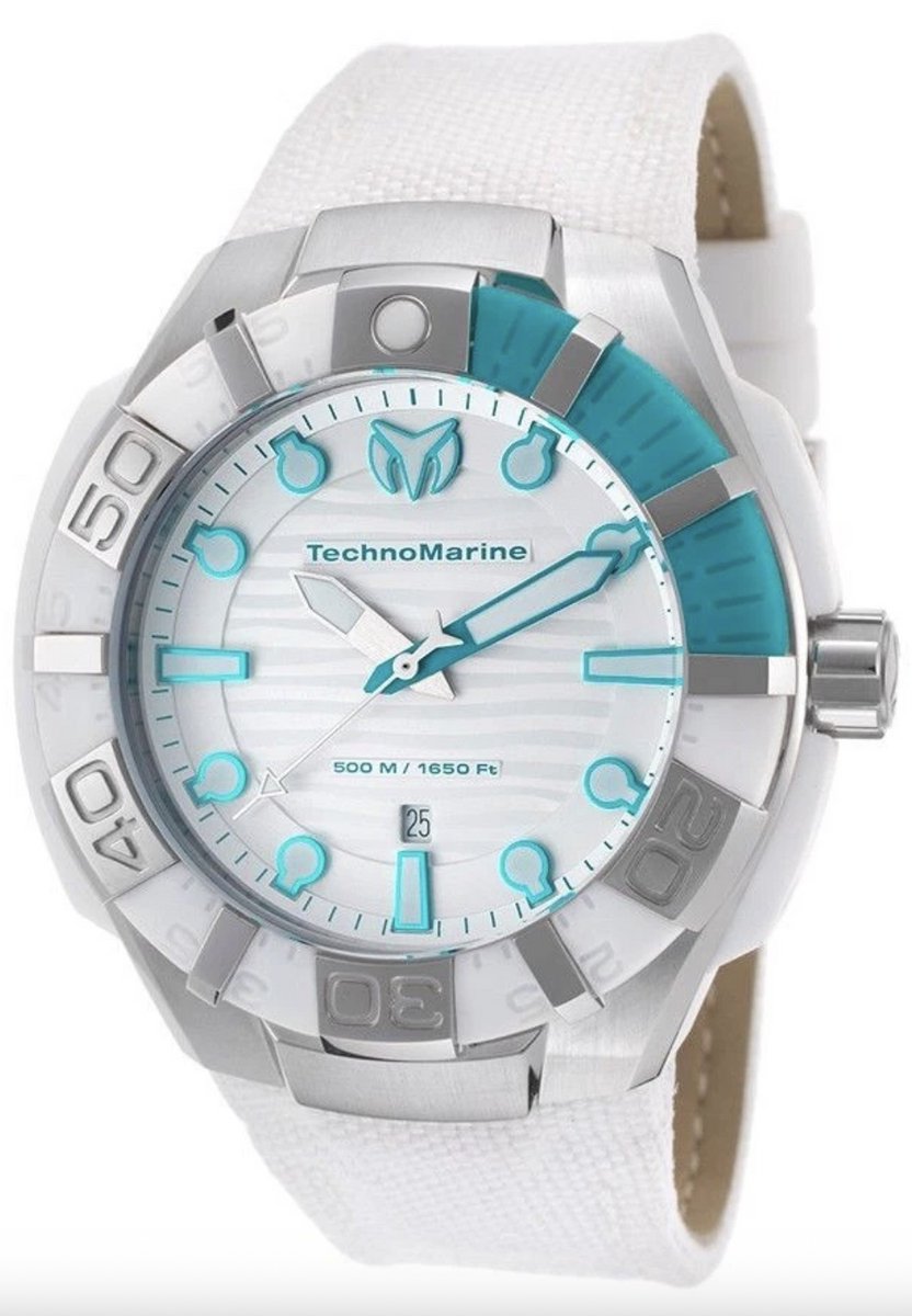 TechnoMarine Cruise 512003 Herenhorloge 45 mm – Swiss Quartz – Witte Wijzerplaat – 500M