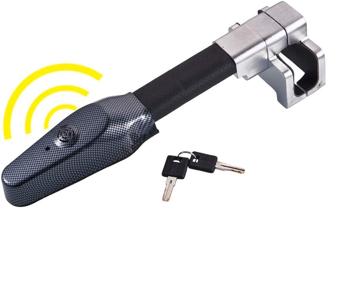 Stuurwielslot met Alarm 130 dB - Stalen Beveiliging - Diefstalpreventie - Geschikt voor Auto en Truck - ShopVlot