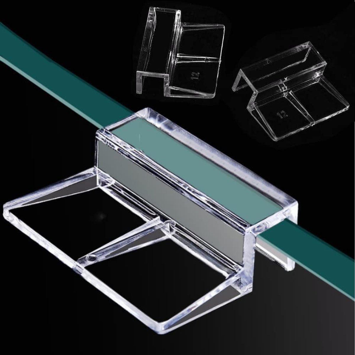 SnelShoppen - 20 Stuks Aquarium Glas Cover Clips Acrylic Universele Deksel Klemmen voor Randloze Aquaria Helder Acryl Aquarium Glas Klemmen (5mm)
