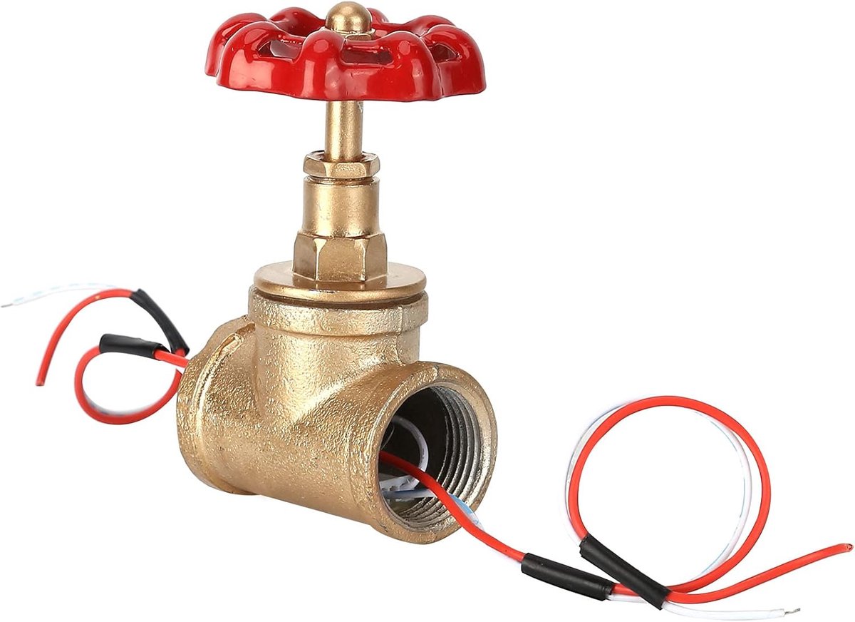 SnelShoppen - 3/4 Inch Draadafsluiter Goud Rood Drie-Weg Ventiel Vintage Steampunk Lichtschakelaar Rotatieve Afsluiter voor Industriële Lampen en Wate