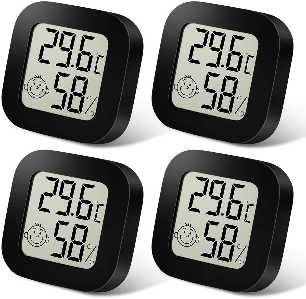 SnelShoppen - Digitale Hygrometer Thermometer voor Binnen, LCD Display met Gezichtsicoontjes, Vochtigheidsmeter met Temperatuur- en Vochtigheidsmonito