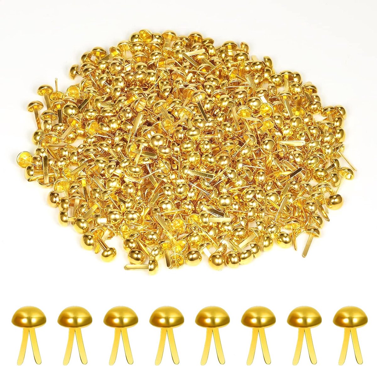 SnelShoppen - 600 Stuks 8x15mm Papieren Klemmen, Gouden Ronde Hoofd Klemmen, Splitpennen voor DIY Papier Knutselen, Scrapbooking, Met Opbergdoos