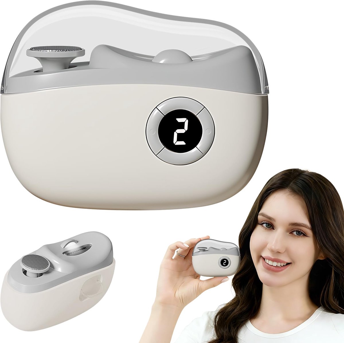 Elektrische Nagelknipper - 3 in 1 Nageltrimmer met LED Verlichting en LCD Display - USB Oplaadbare Nagelverzorging met Nagelvijl - Voor Baby's, Volwassenen en Senioren - Wit