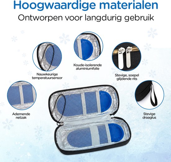 Zorghelden® Luxe insuline koeltas - Inclusief ingebouwde thermometer - Inclusief 2 icepacks - Diabetes etui - Compact koeltasje voor op reis van Zorghelden — afbeelding 4