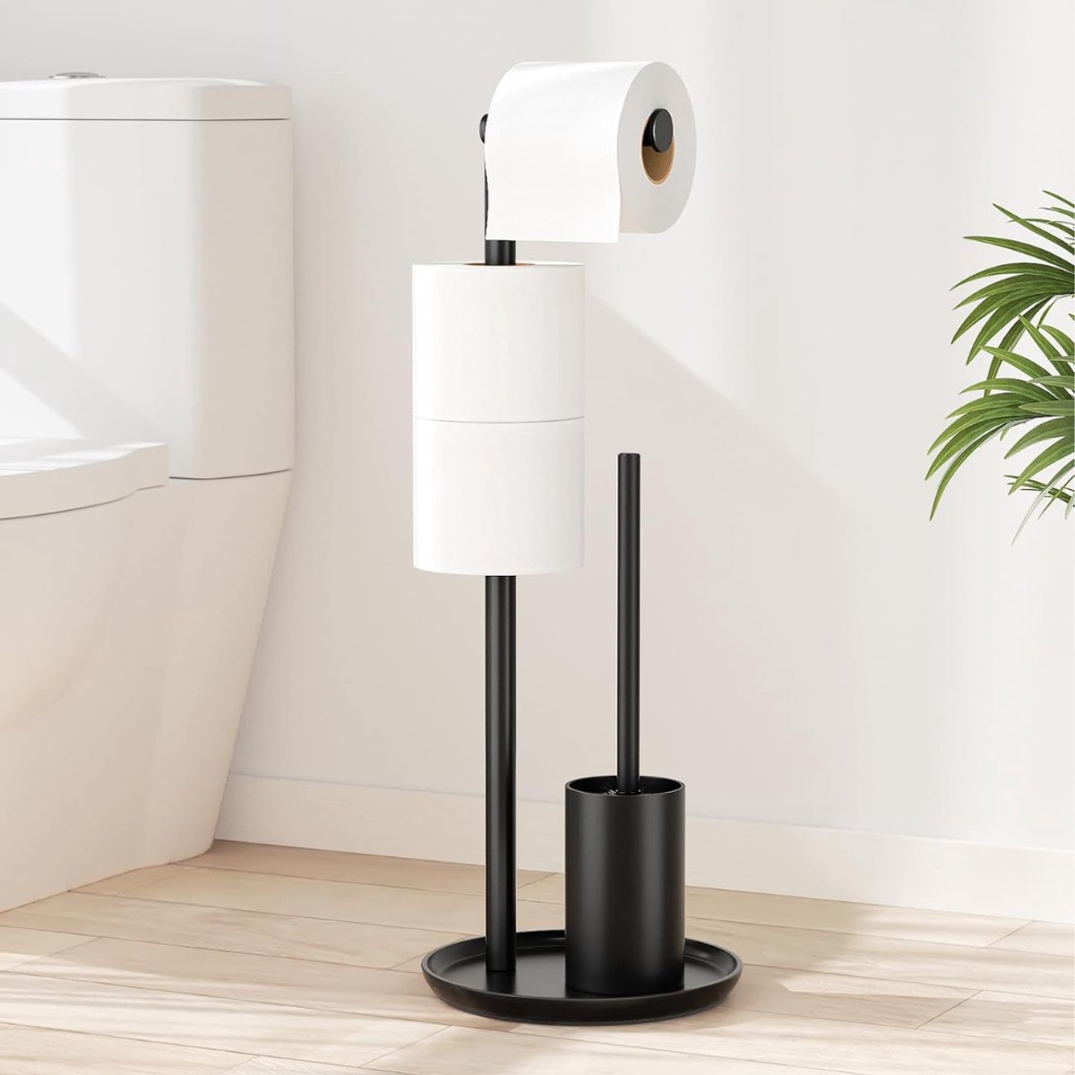 ZRNS® Toiletbutler - Toiletrolhouder - Toilet Butler - Borstel met Houder - Zwart