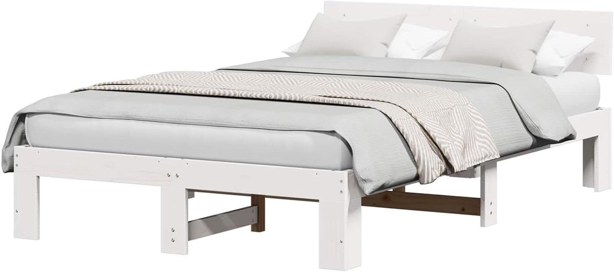 Bedframe Grenenhout - Houten Bed - Slaapkamer Inrichten - Massief Hout - 120 x 200 cm - Wit