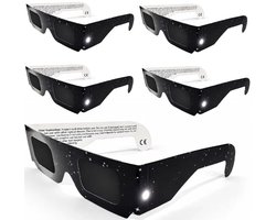 Eclipsbril - Solar Eclipse Glasses - 5 stuks - Kartonnen diffractie spacebrillen - Zonsverduistering - Festival bril - Dames - Heren - Veilig Solar UV & IR Filter Brilopzetstuk - Voor Eclips
