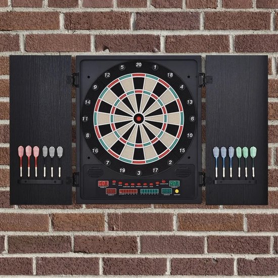 Zerova Elektrisch dartbord met LED Scorebord - Digitaal Dartspel voor 8 Spelers Inclusief 12 Darts en 30 Reservepunten - Zwart — afbeelding 3