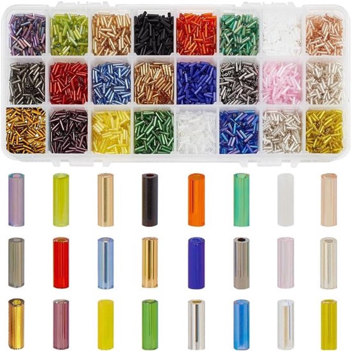 8400 Stuks Gemengde Kleur Glazen Zaadparels, 6x1.8mm, Cilindrisch, Perfect voor Sieraden Maken en Creatieve Projecten