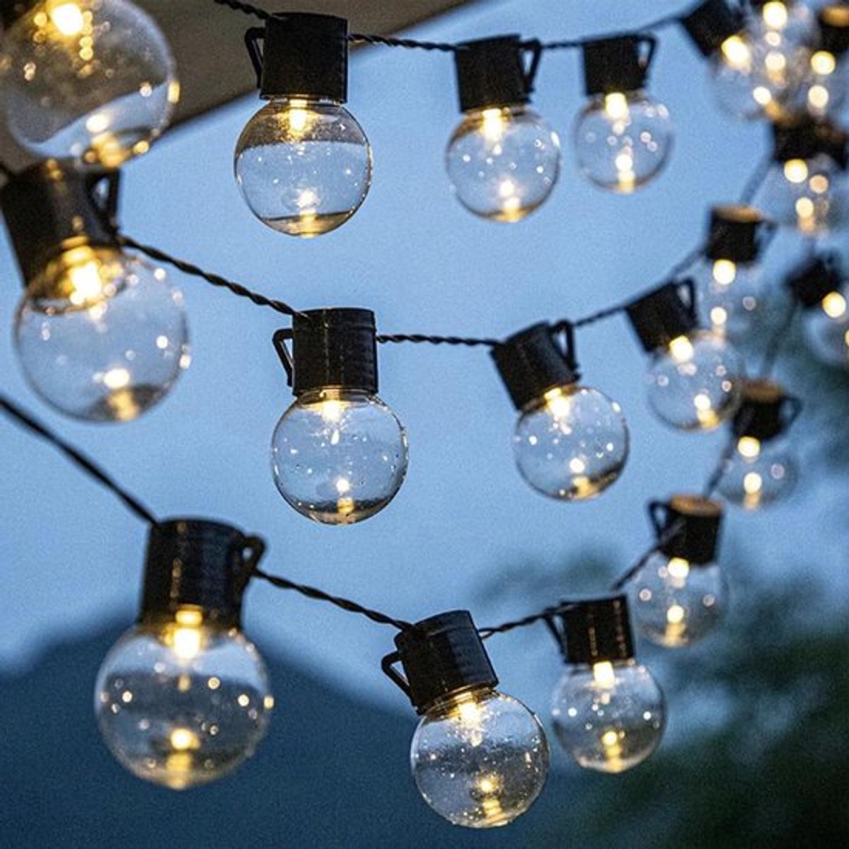Sfeervolle LED-lampjes met 10 transparante lampjes, 2,5 m, accu-aangedreven, warm wit verlichting