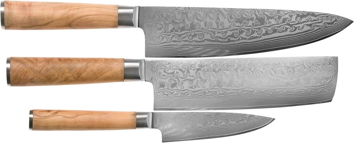 Koksmes set 3-delig - inclusief chefmes, nakiri en office mes - perfect basis set Japanse keuken - SnelShoppen