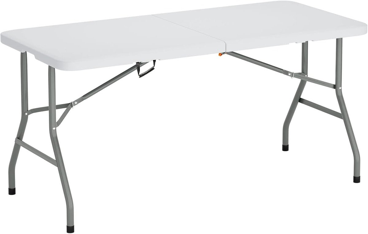 Vouwbare partytafel 152 x 71 cm - Hoge densiteit kunststof - Stevige stalen frame - Ideaal voor picknicks - ShopVlot