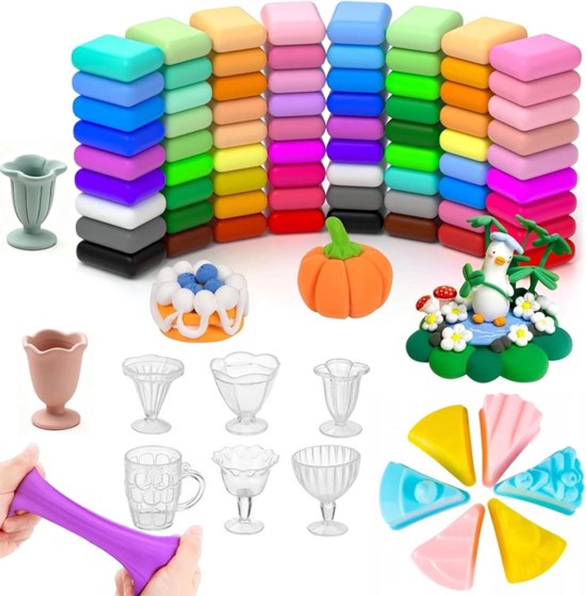 Complete Set van 72 Kleuren Luchtgedroogde Klei met 12 Gereedschappen en Handleiding - Creatieve Hobby voor Kinderen en Volwassenen - Ideaal voor Knutselen en Cadeaus