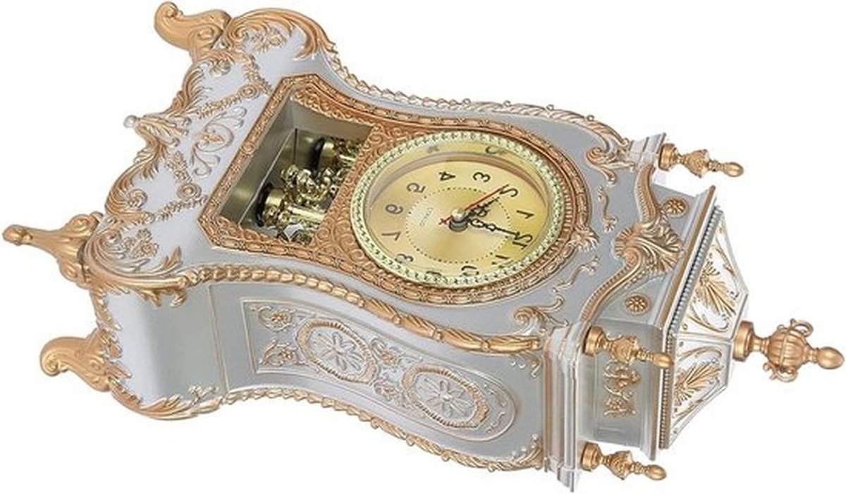 Antieke Tafelklok in Vintage Stijl - Decoratieve Desk Alarmklok voor Thuis en Hotel in Bruinrood en Wit