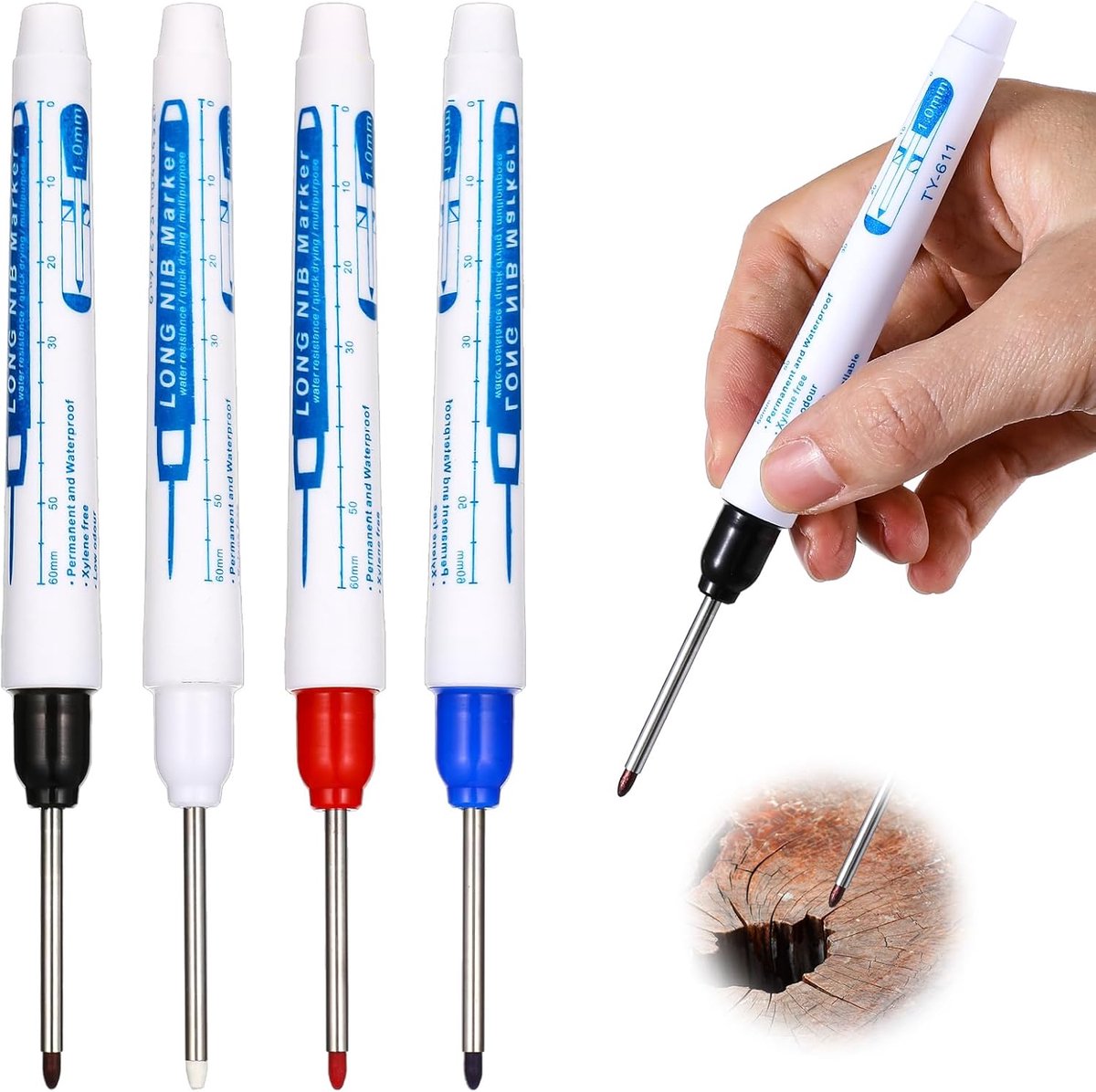 Markerpen set - diepte marker - 30 mm hoge kwaliteit - waterproof en sneldrogend - perfect voor bouwprojecten - ShopVlot