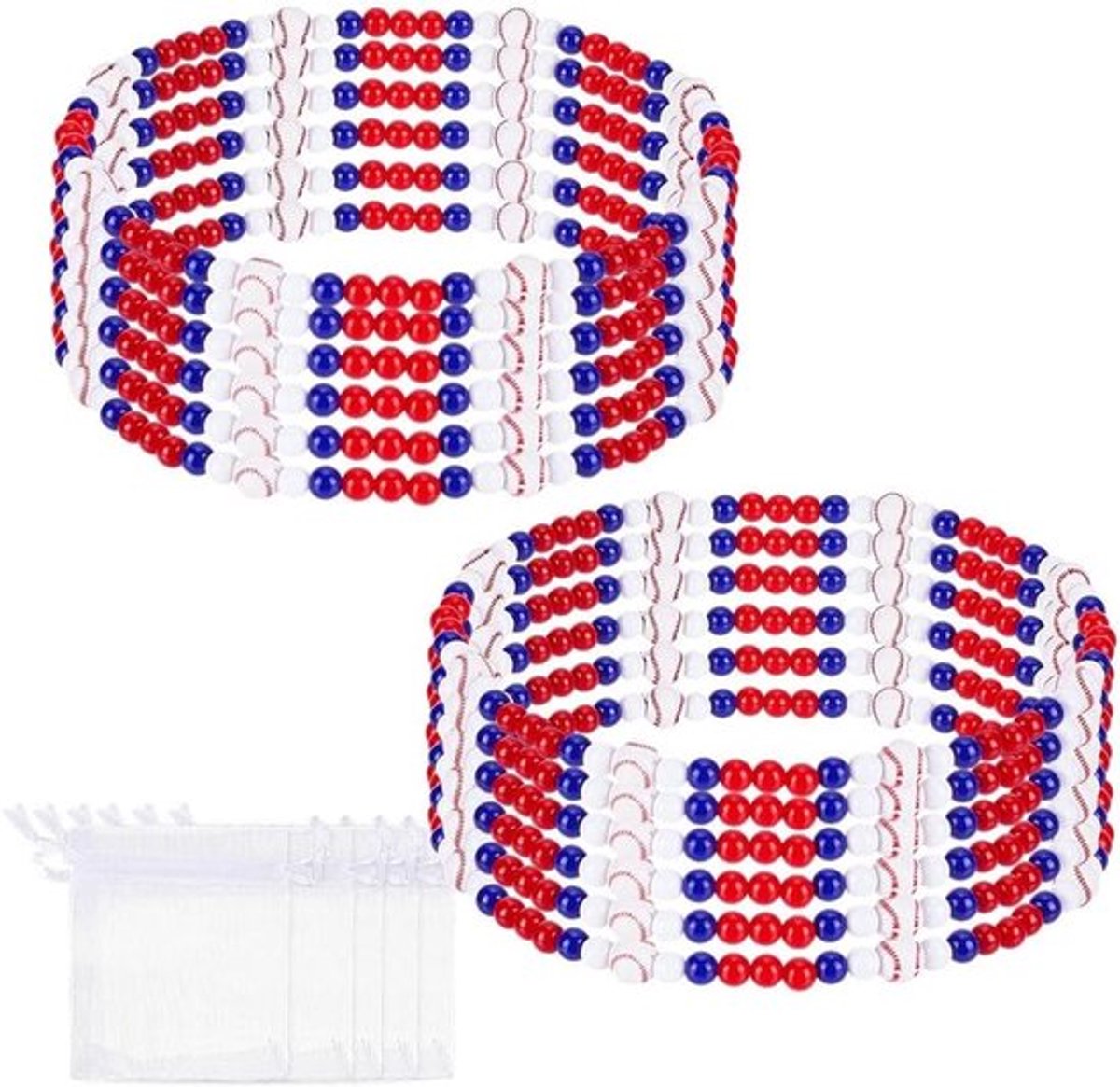 6 Stuks Baseball Kettingen van Acrylaat, 48cm, Sportieve Accessoire voor Mannen, Jongens en Fans, Perfect voor Teamleden en Sportliefhebbers