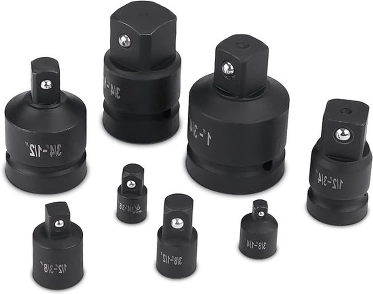 Adapter set voor steeksleutels en ratels - 8-delige set met 1/4", 3/8", 1/2" en 3/4" adapters voor veelzijdig gebruik en eenvoudig gereedschap wisselen