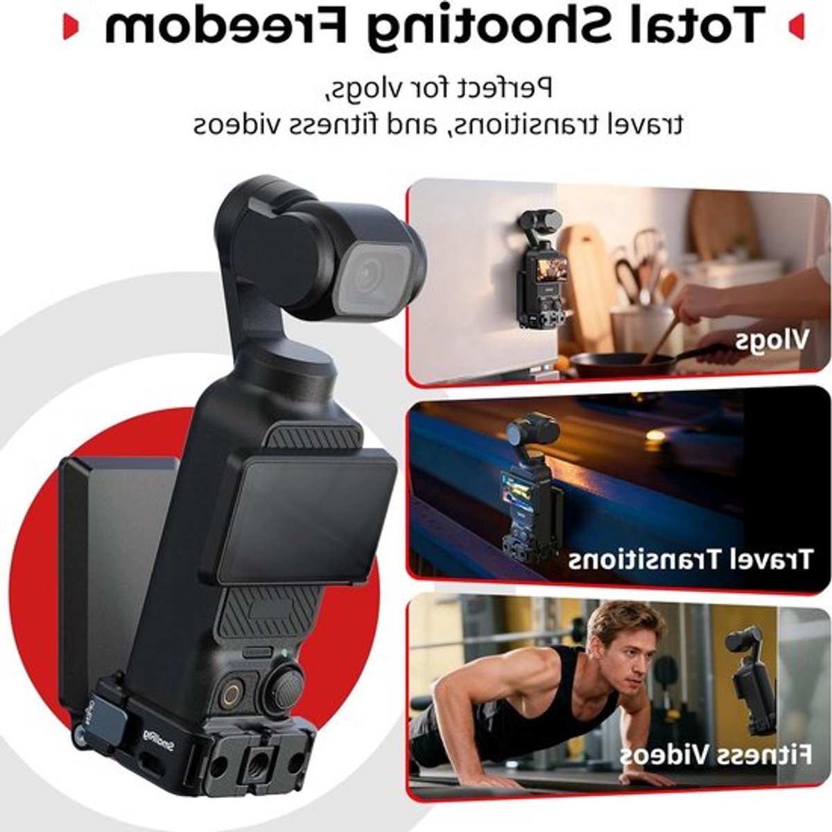 Verstelbare Magnetische Beugel voor DJI Osmo Pocket 3, 230° Hoek, Koudschuh en 1/4" Schroefdraad, Ideaal voor Bevestiging aan Metaal en Koelkasten