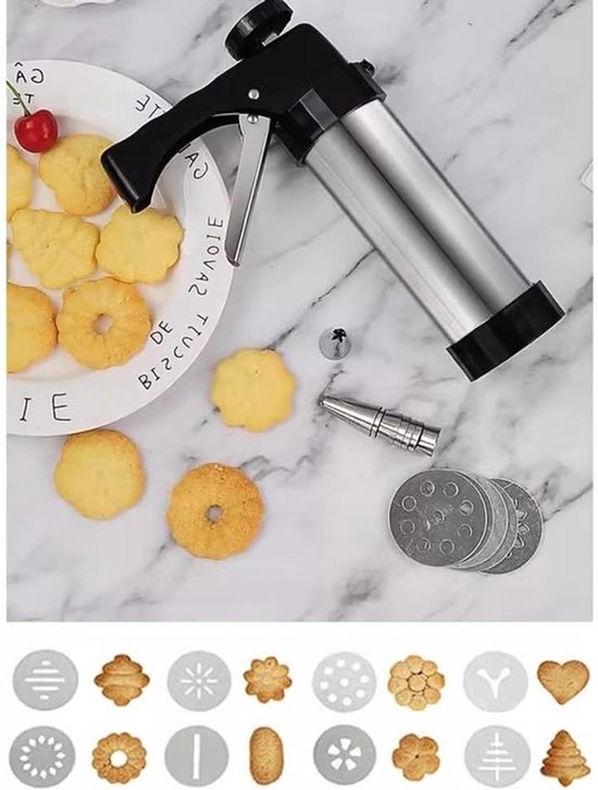 Complete Set voor Koekjespers met Diverse Snijders en Bakgereedschap voor Creatief Bakken en Decoreren in de Keuken — afbeelding 2