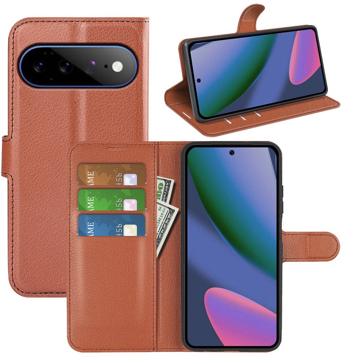 MobyDefend Hoesje - Geschikt voor Google Pixel 11 Pro XL - Kunstleren Wallet Book Case (Sluiting Voorkant) - Bruin