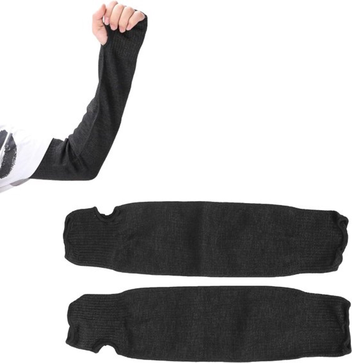 Snijbestendige Mouwen met Duimopening voor Arm Bescherming, Vuurvast en Slijtvast (Zwart) - XL Maat voor Veiligheid en Comfort