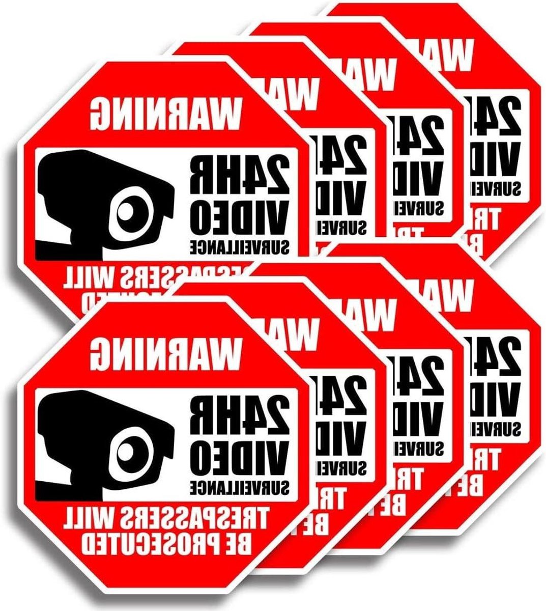 Waarschuwingsbord Videocamera - CCTV Sticker Alert - Beveiliging Huis - Waterdicht Vinyl - 12 inch - Meerkleurig