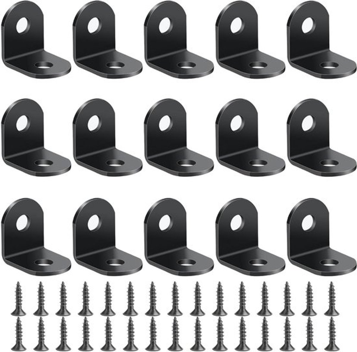 Hoekconnectoren voor Meubels, 15 Stuks, Roestvrij Staal, Hoekklemmen, 20 x 20 x 2 mm, Inclusief 30 Schroeven voor Stevige Bevestiging