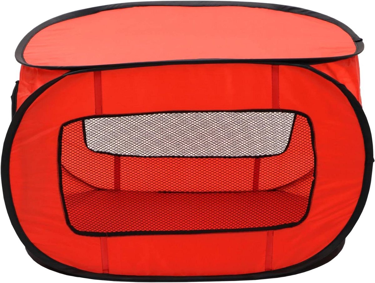 Draagbare Hondentent - Hondenbench Opvouwbaar - Reizen met Hond - Pop-Up Systeem - 91 x 61 x 61 cm - Rood