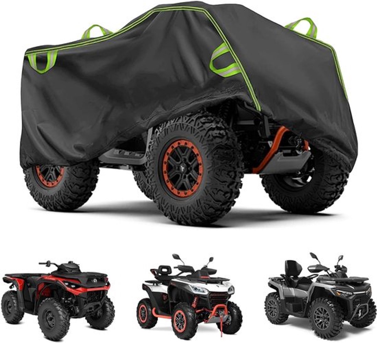Waterdichte en winddichte ATV-afdekking, reflecterende strepen, UV-bescherming, heavy duty Oxford, 256 x 120 x 110 cm, geschikt voor regen, sneeuw en stof, ideaal voor buitengebruik.