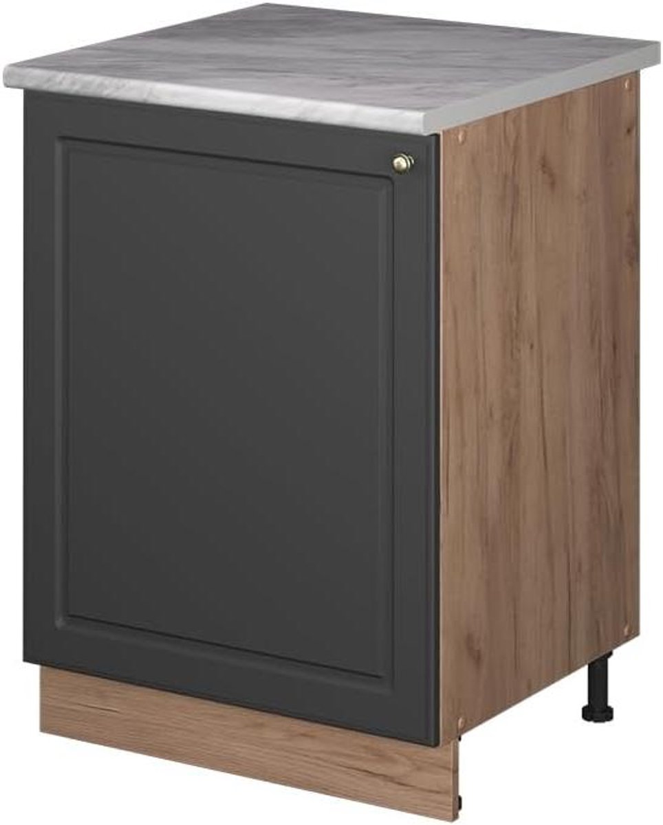 Keukenonderkast - Keukenkast Onderkast - Keuken Opbergen - Soft-close Scharnieren - 60 cm - Antraciet Goud