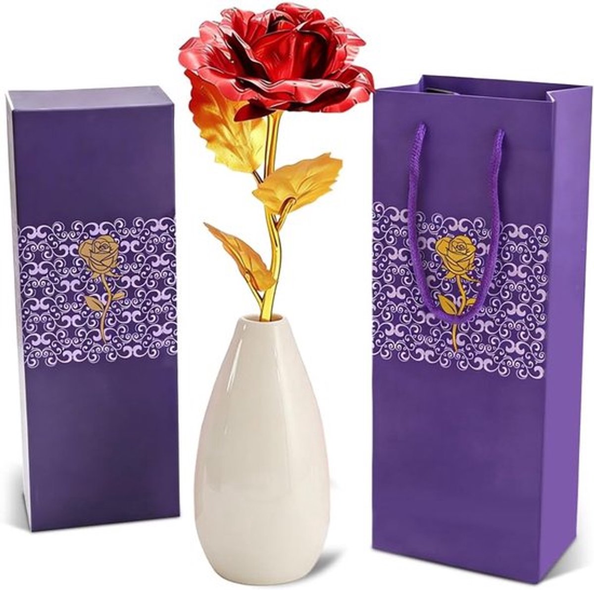 Romantische Rozen met Vaas, Perfecte Cadeaus voor Vrouwen, Moeders en Verjaardagen, Kleurrijke Rozen voor Valentijnsdag en Jubilea