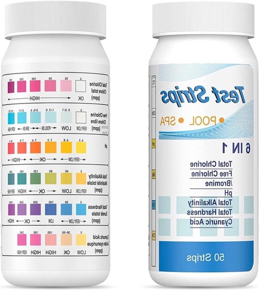 100 stuks 7-in-1 teststrips voor zwembadwateranalyse, pH-test, chloor en alkaliniteit meten