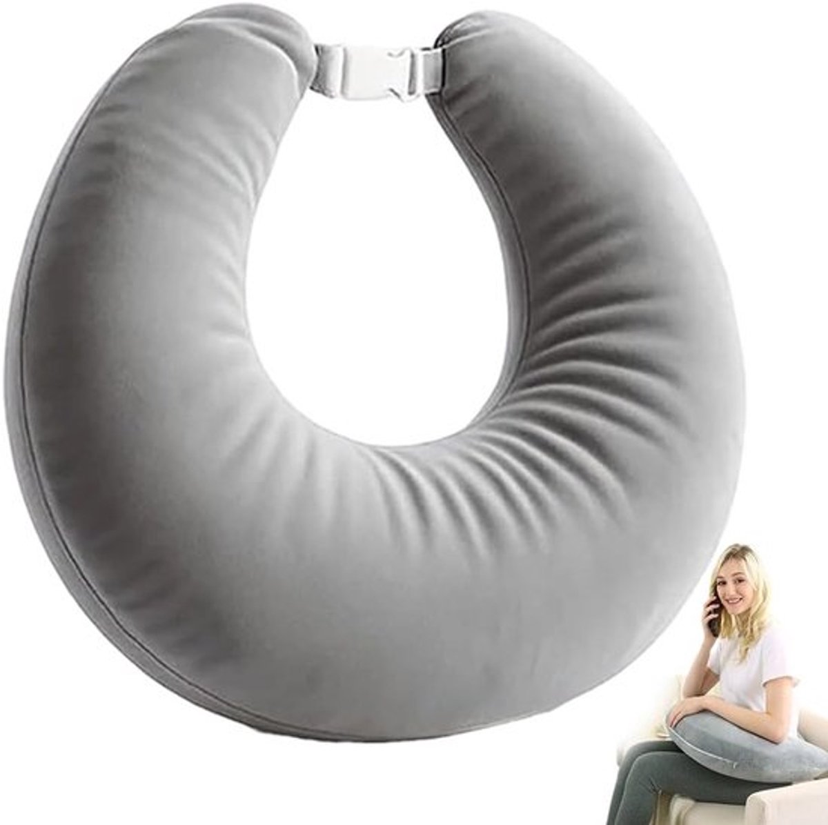 Ergonomisch Gehaakt Kussen voor Creatieve Momenten, Lezen en Spelen - Ondersteuning voor Bed en Bank, Comfortabel Armkussen in Grijs