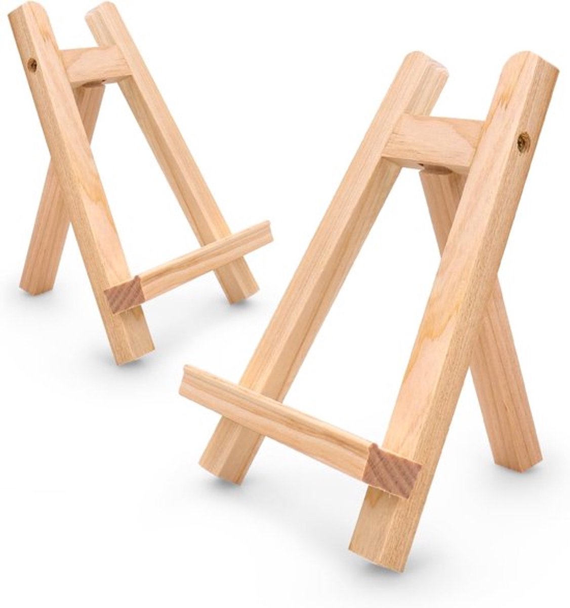 Kleine Vouwbare Driehoekige Easels voor Desktop - Ideaal voor Schilderijen, Foto's en Kunstwerken - Set van 2 (Houtkleur, 20x15)