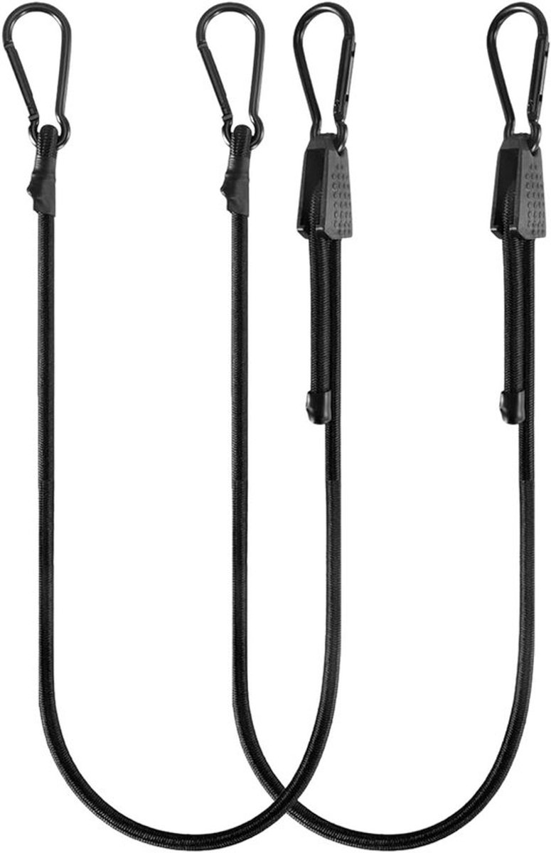 Set van 2 Verstelbare Elastische Koorden van 100 cm met Karabijnhaak voor Kamperen, Bagage en Reisgebruik, Perfect voor Zeilen en Tenten
