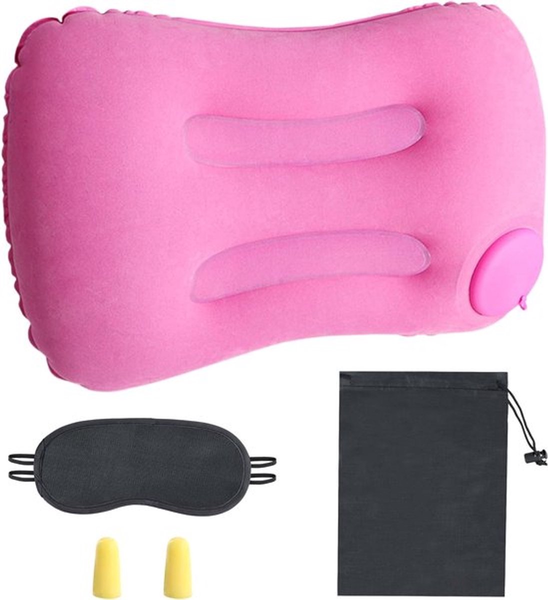 Lichtgewicht Opblaasbaar Campingkussen met Opbergtas - Ergonomisch en Compact Reiskussen voor Strand en Outdoor Activiteiten