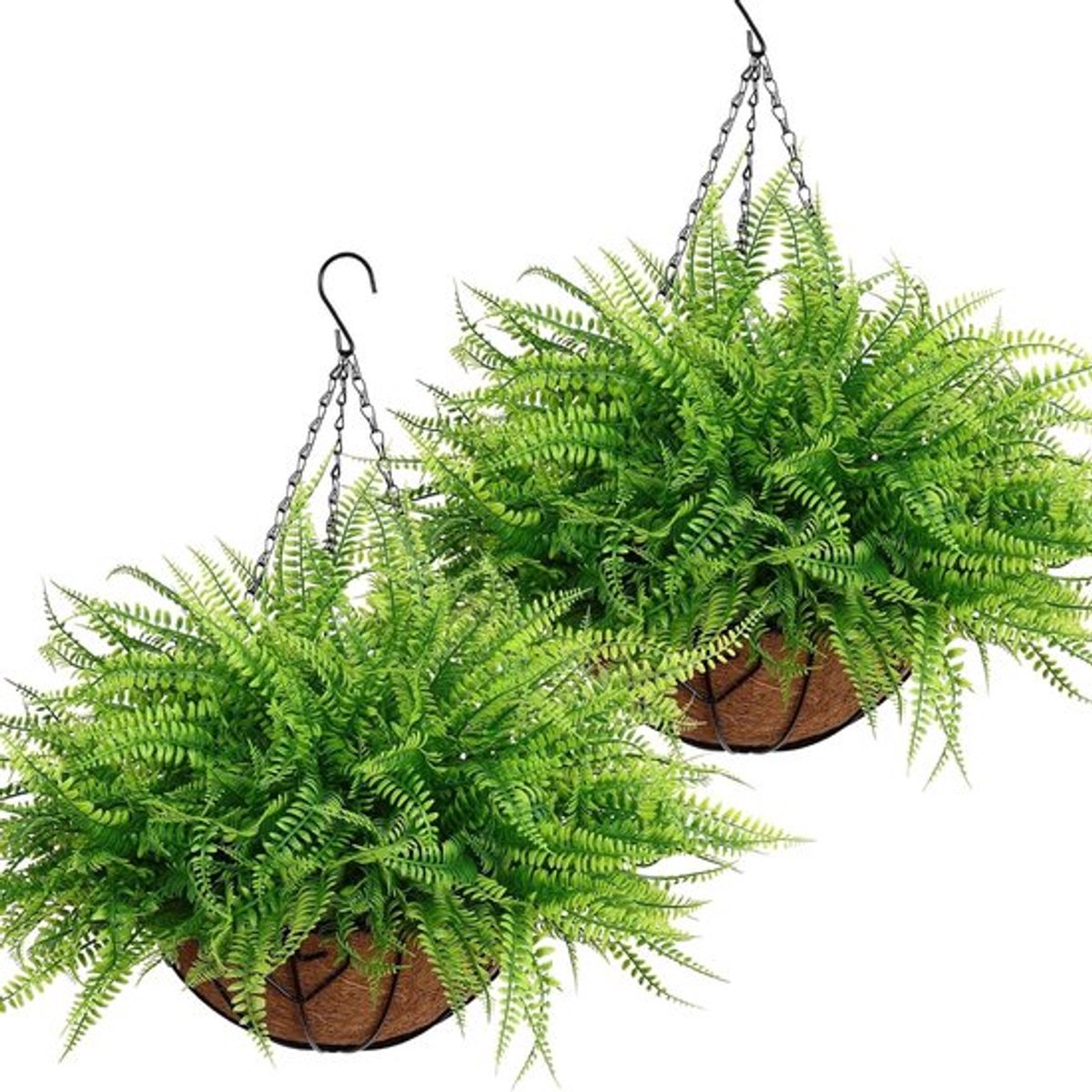 Hangende kunstplanten met mand - 2 stuks realistische kunstplanten voor balkon en tuin - weerbestendige decoratie voor binnen en buiten