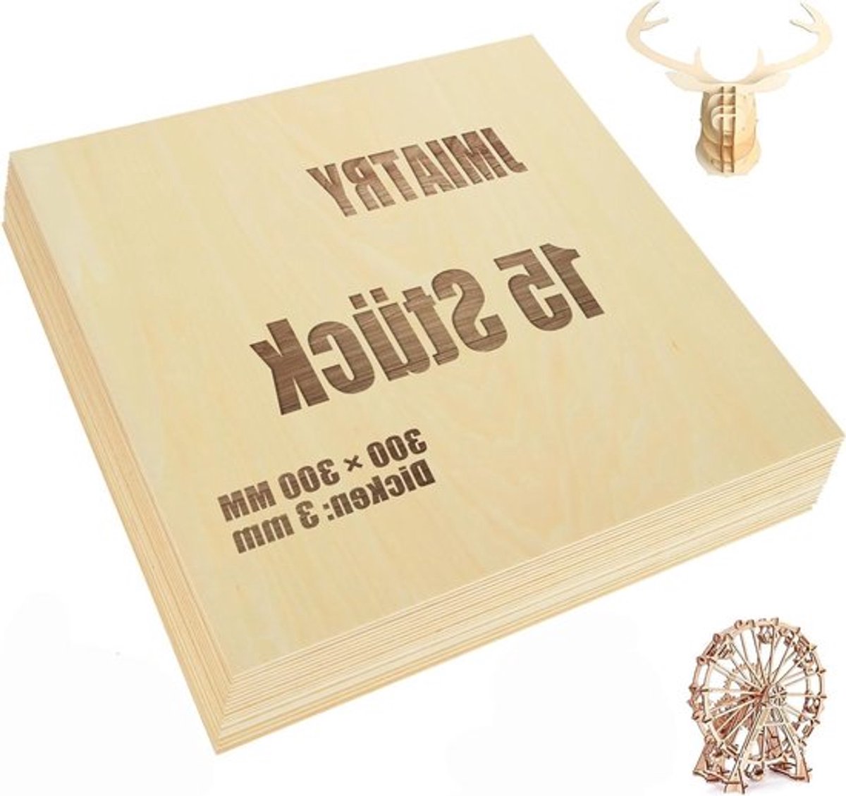 Set van 15 Linde Houten Panelen 300 x 300 x 3mm voor Creatieve Projecten, DIY en Kunstambachten