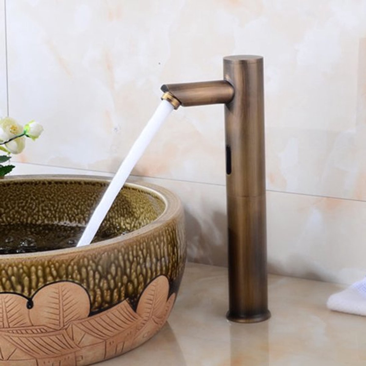 Automatische Sensor Badkamer - Touchless Wastafel Kraan - Vintage Antiek - Handsfree Water Kraan - Ideaal voor Badkamer - Antiek Kleur