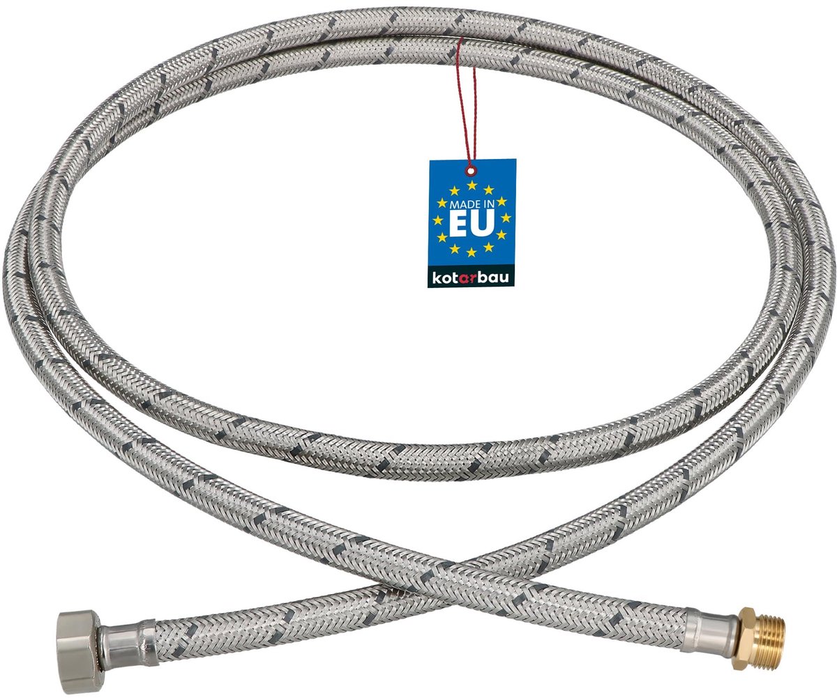 KOTARBAU® Flexibele Aansluitslang 1/2"x3/8" - Sanitaire Aansluitslang 200 cm - Flexibele Kraanslang - Buitendraad x Binnendraad - Aansluitslang Armatuur - Gevlochten Roestvrijstalen Aansluitslang